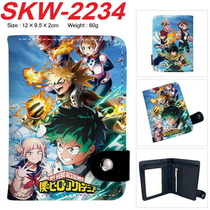 My Hero Academia Color Cartoon Vertical Button Wallet Men and Female Card Coin Wallet