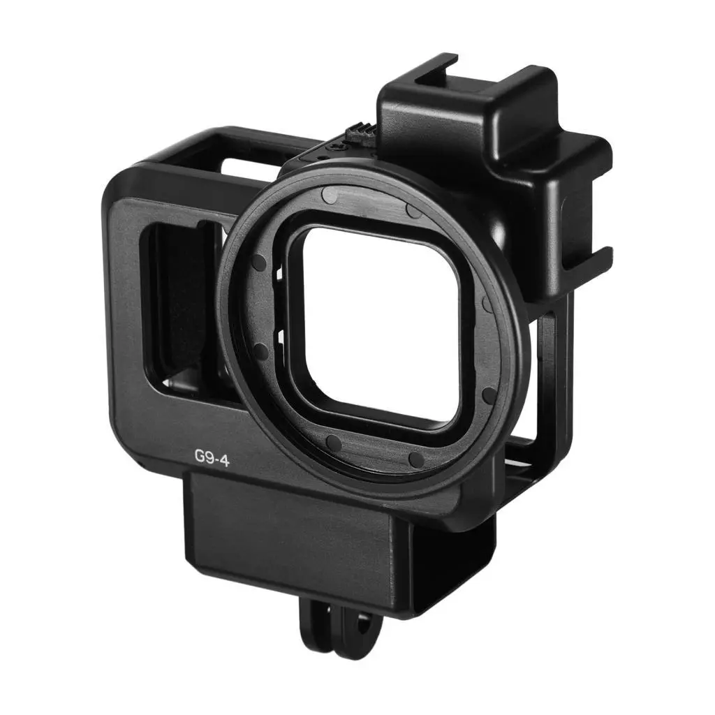 G9-4 กรงวิดีโอพลาสติกสำหรับ GoPro Hero 9 พร้อม Dual Cold Shoe และอะแดปเตอร์ 55 มม. thumbnail 3