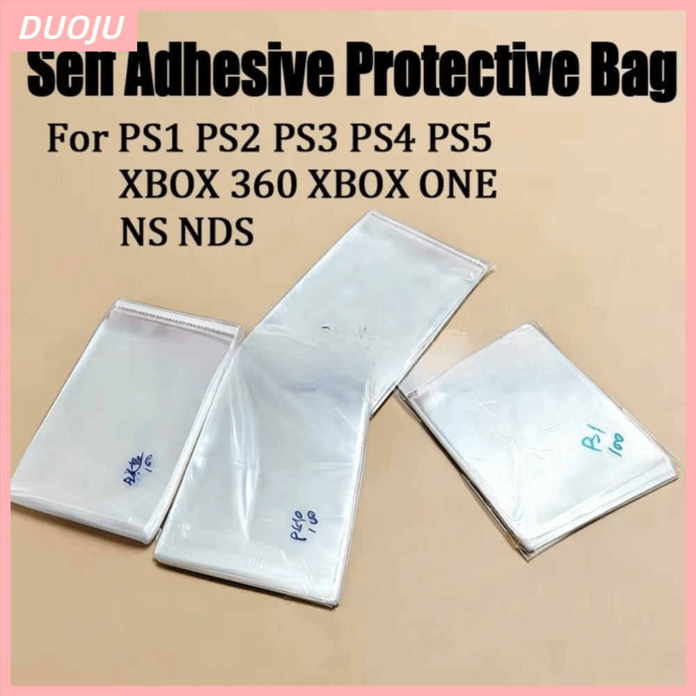 DUOJU 100 ชิ้นเกม Disc กระเป๋าป้องกัน, วัสดุพลาสติกกันฝุ่น Self-Adhesive กระเป๋าป้องกัน, Moisture-Pr