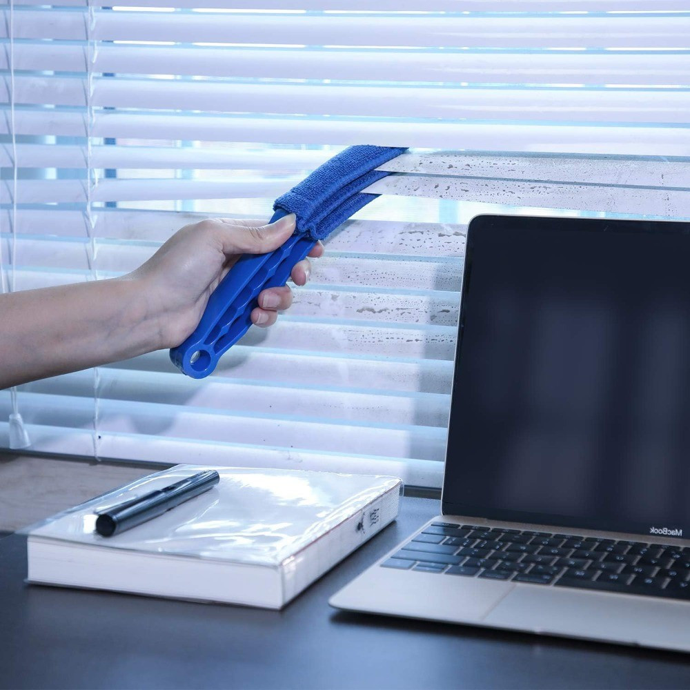 Q7X8 Microfibre Blind แปรงทําความสะอาด Venetian หน้าต่าง Blind Duster Dual Slot ทําความสะอาดเครื่องม