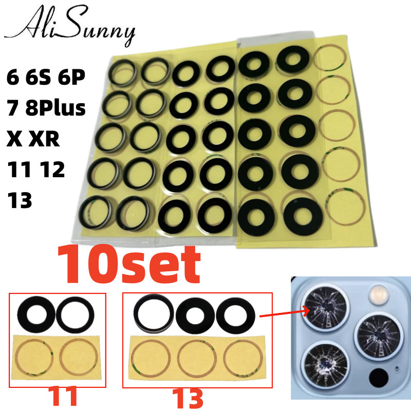 JDT 10pcs กระจกกล้องด้านหลังสําหรับ 7 8 Plus 6 6S 6Plus 7Plus X XR XS Max 11 12 ฝาครอบเลนส์ด้านหลัง 