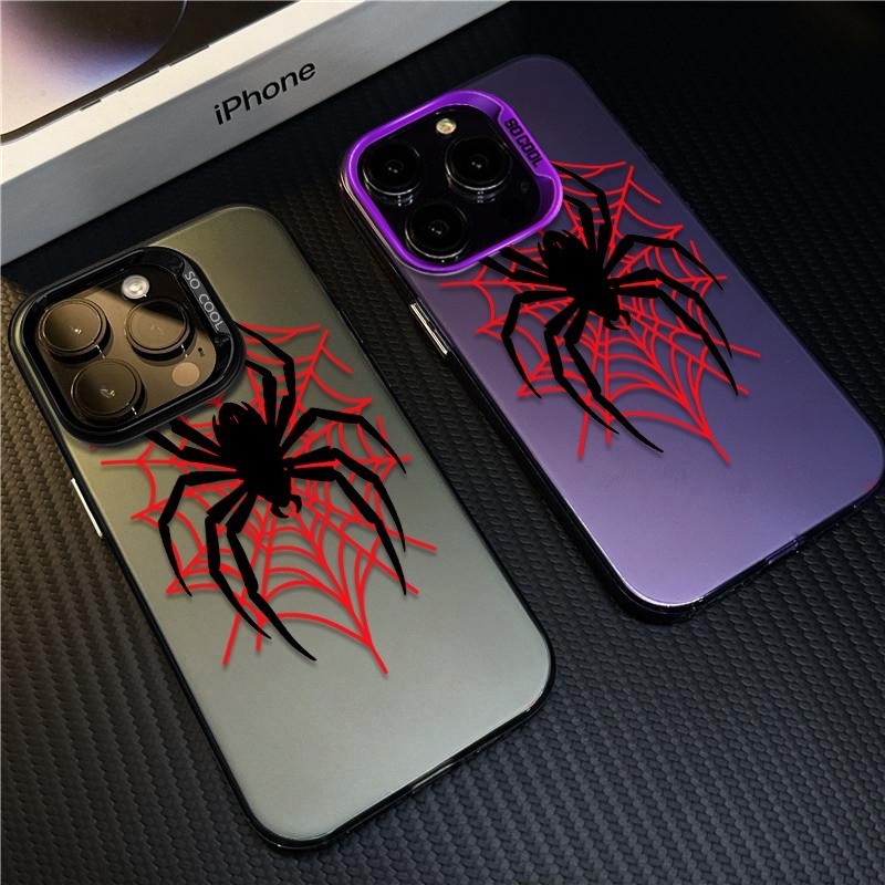 Red Black Spider Web รูปแบบสร้างสรรค์ตกแต่งที่ไม่ซ้ํากันเคสโทรศัพท์กันกระแทกรวมทุกอย่างป้องกันเหมาะส
