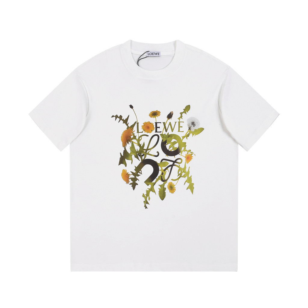 2026/Loewe/Loewe ผู้ชายผู้หญิงเสื้อยืดพิมพ์ลายเสื้อยืดลําลองเสื้อยืดแขนสั้นน้ําหนักเบา Street สวมใส่