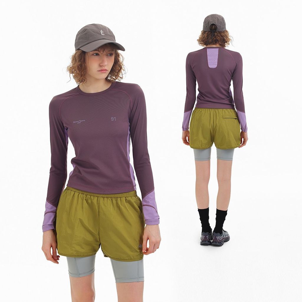 2026 สไตล์ใหม่ DSU2026 เย็บ Contrast สี Breathable Hassel Line Slimmer ดู Slim-fit รอบคอแขนยาว T @20