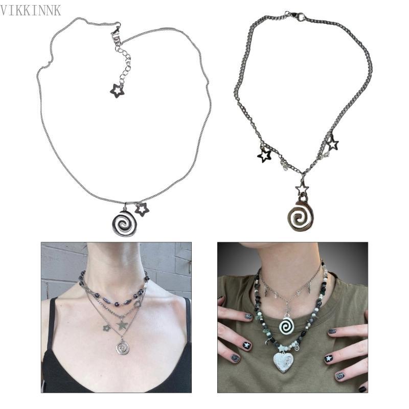 VIKK Vortex Star จี้สร้อยคอ Clavicle Chain Choker สร้อยคอเครื่องประดับฤดูร้อน