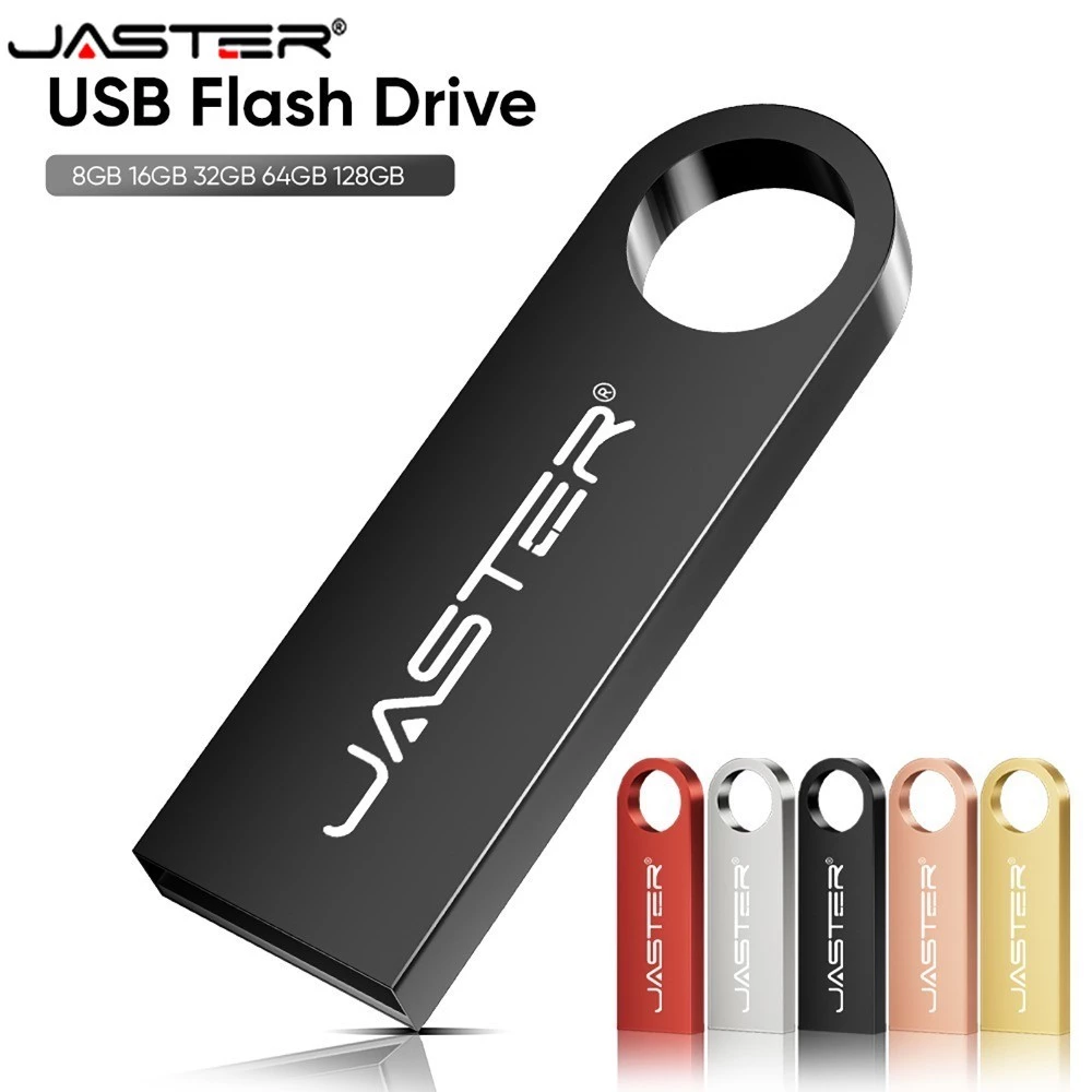 JASTER โลหะ USB 2.0 แฟลชไดรฟ์ 128GB หน่วยความจําความจุจริง Stick 64GB ไดรฟ์ปากกาแบบพกพา 32GB U Disk 16GB ของขวัญสร้างสรรค์