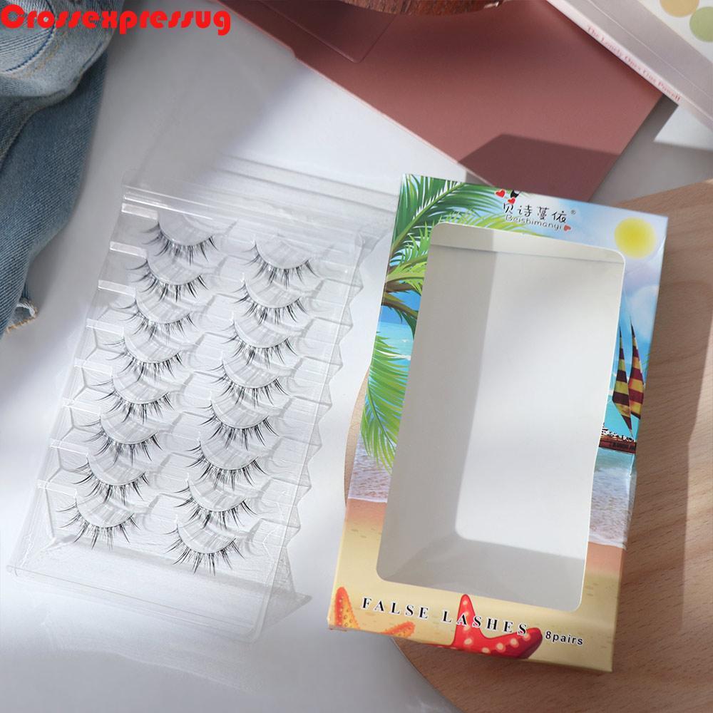 VORTEX 8 คู่ Little Devil Full Strip Lashes, ขนตาปลอมขดหนาแน่น, Grafting Reusable Soft Long Lasting 