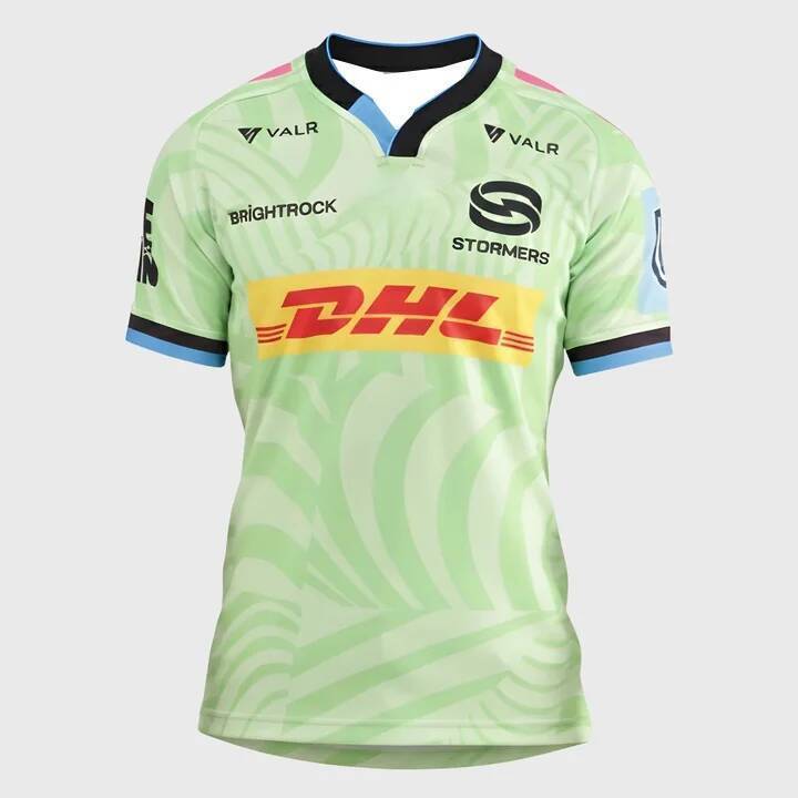 2026New DHL Stormers "Light Green Abstract" Away Rugby Jersey Men Y2K เสื้อยืด Oversize เหมาะสําหรับ