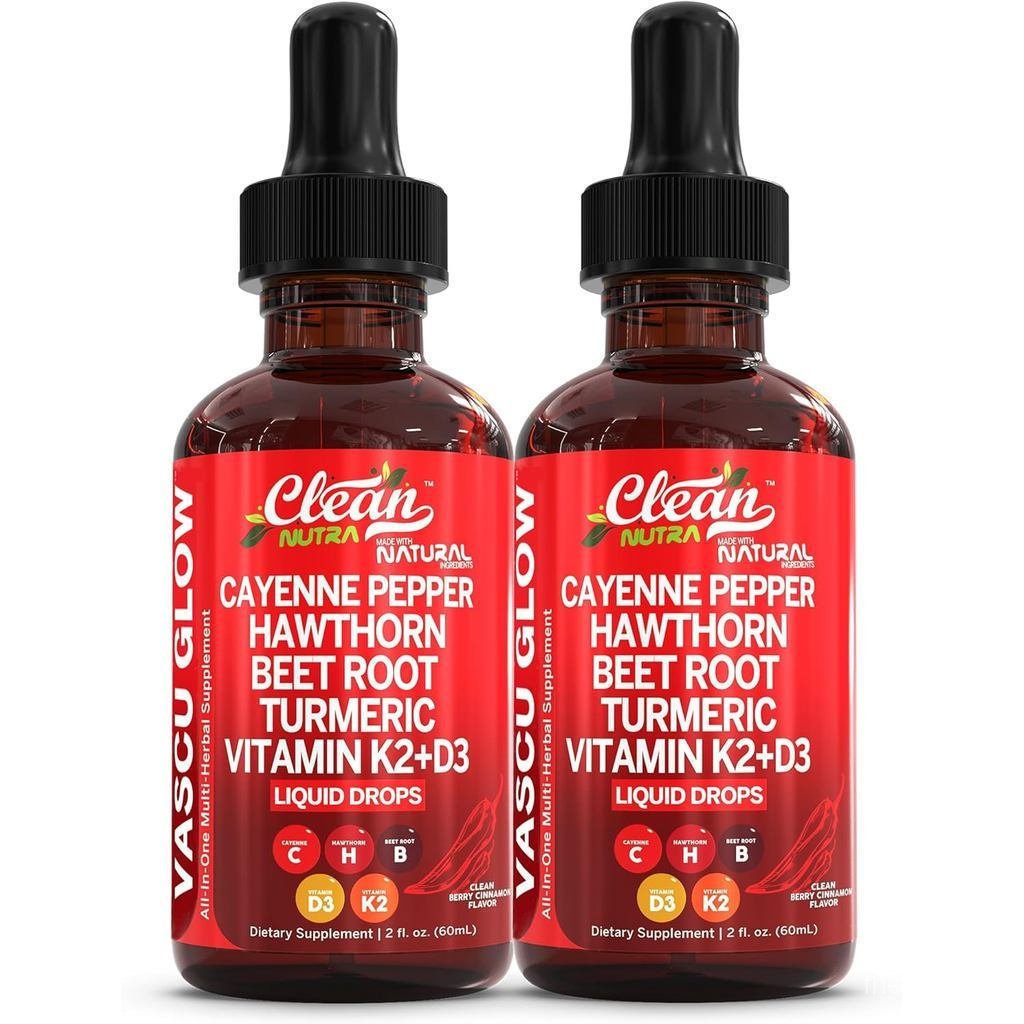 CleanNutra Chilli Drops Liquid+ผลไม้ฮอว์ธอร์น,วิตามินD3 K2Bet Root Powder,Ceylon Cinnamon,Curcumin,โ