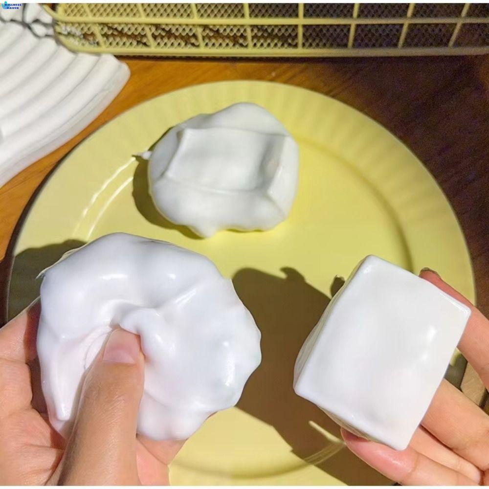 WELLNESSHAVEN สกุชชี่รูปเต้าหู้, เอฟเฟกต์เสียงที่น่าพอใจ Sensory Fidget Crunchy Squishy, Creative Self-Made Shapeable Pinch Blocks Filled Squishy Kids