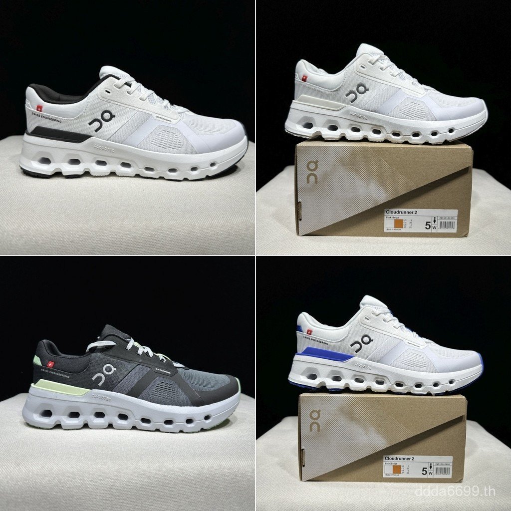 On Running On Cloud Cloudrunner 2 รองเท้าวิ่งสําหรับผู้ชายและผู้หญิง รองเท้าผ้าใบ Unisex คู่