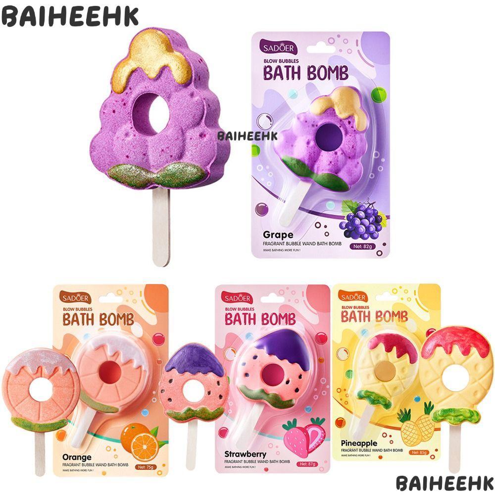 BAIHEIH ระเบิดอาบน้ํา,เปลี่ยนสี Anti Dry Skin เด็ก Bath Bombs, ธีมผลไม้ Soothing Bath ที่มีสีสัน Bub