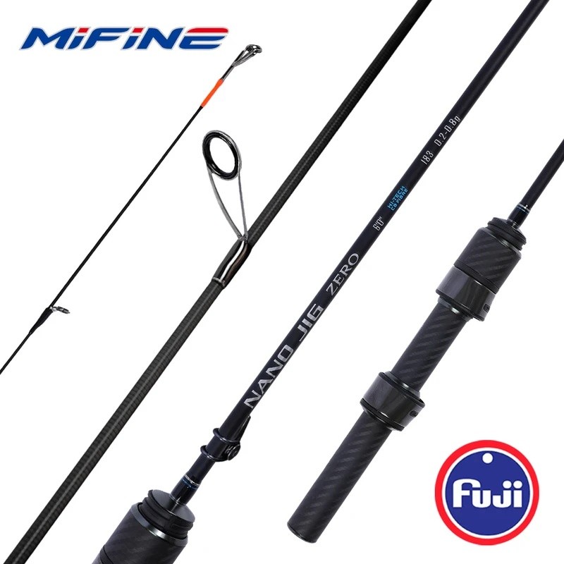 SAH3 MIFINE Nano Jig Zero Spinning Rod เบ็ดตกปลาน้ําหนักเบาพิเศษ 0.2-0.8g 1.68m/1.83m Fuji แหวน MF A