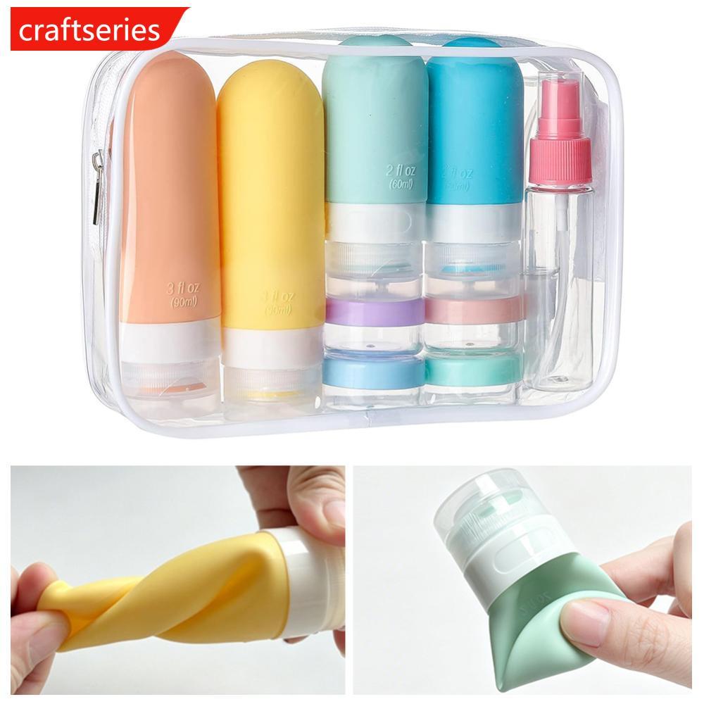 CRAFTSERIES ขนาดเดินทางซิลิโคนบีบขวดชุด Leak-Proof Toiletry คอนเทนเนอร์ป้ายอุปกรณ์เสริมสําหรับวันหยุ