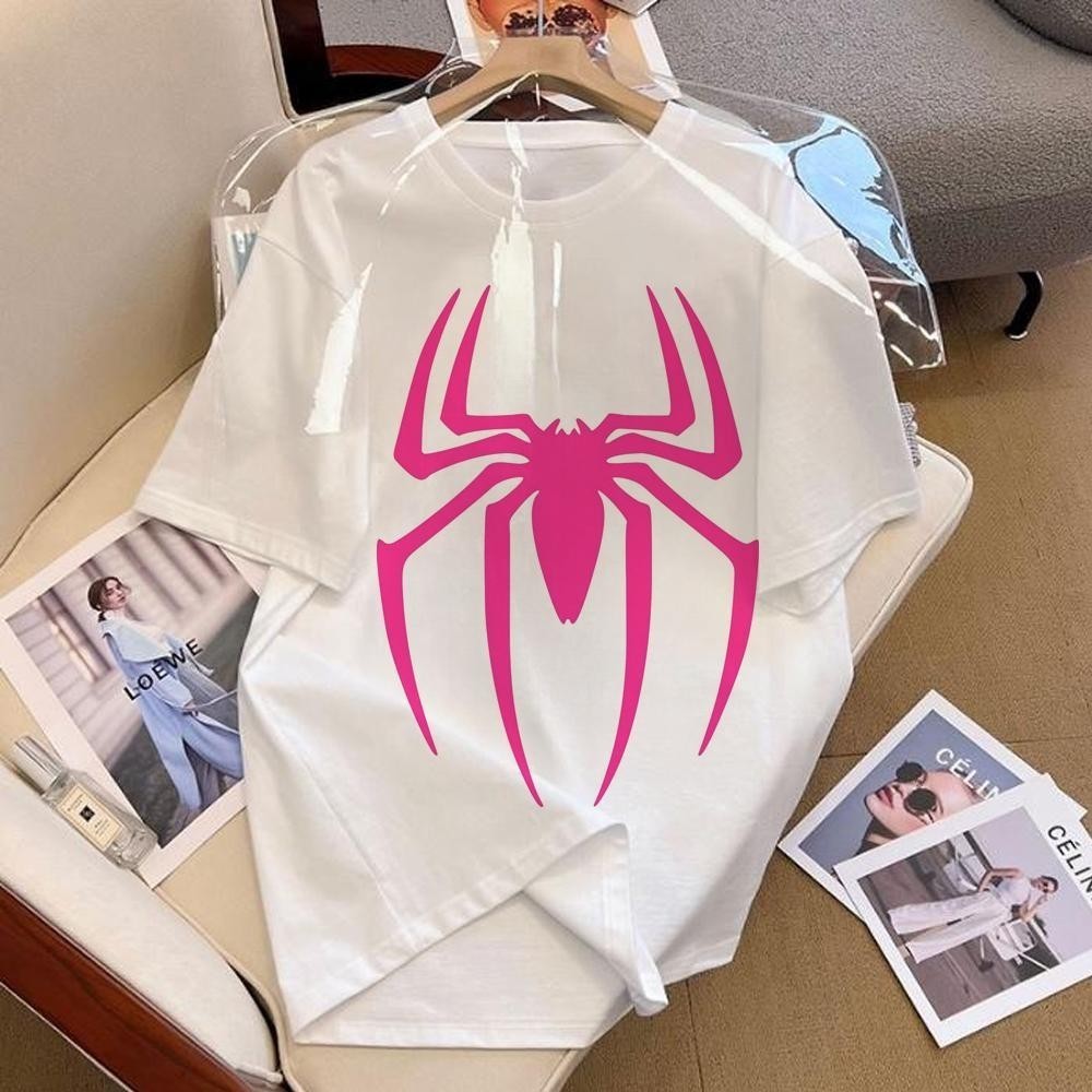 EctpySpiderman Top Tees หญิง Harajuku 2026 Graphic Tees ผู้หญิงพิมพ์เสื้อยืด Streetwear สําหรับผู้ชา