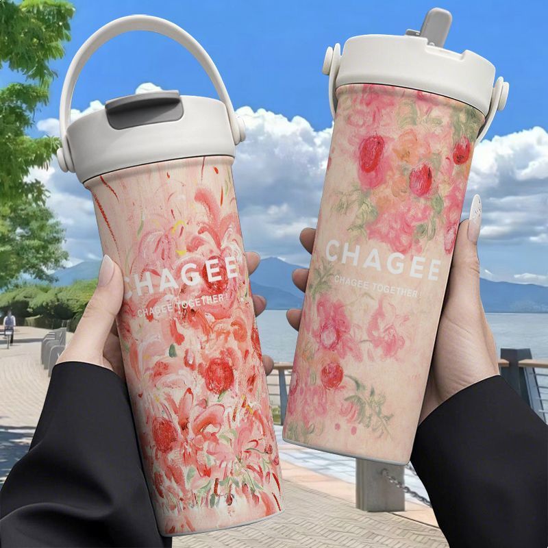 Overlord Tea Ji Merchanded Portable Thermos Cup 316 Stainless Steel Straw Double Drinking Large Capacity Coffee Tea Cup