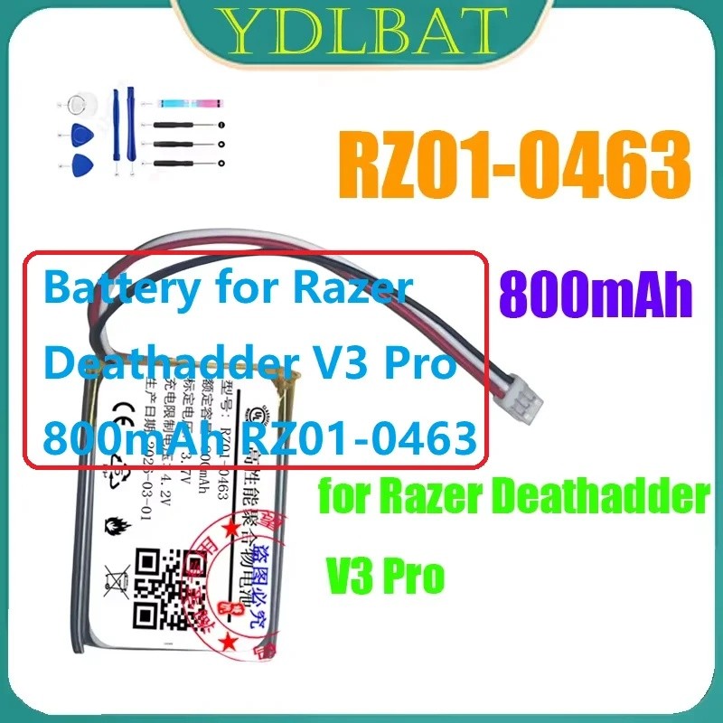 แบตเตอรี่สําหรับ Razer Deathadder V3 Pro 800mAh RZ01-04663