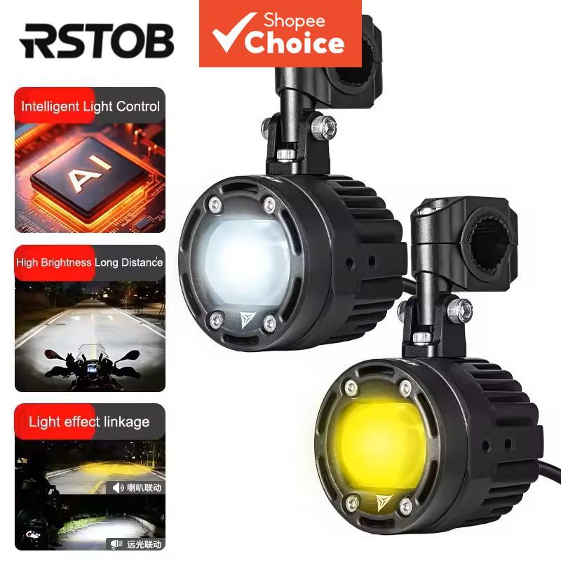 Rstob ไฟสปอร์ตไลท์ LED สําหรับรถจักรยานยนต์การปรับเปลี่ยนเสริมปูอุปกรณ์เสริมไฟแฟลช