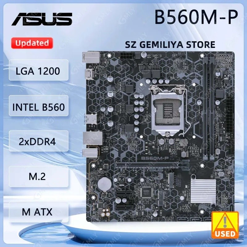 ASUS B560M-P เมนบอร์ด intel B560 LGA1200 DDR4 M.2 รองรับ Core i3-10100F Core i3-10300 Core i5-11500/