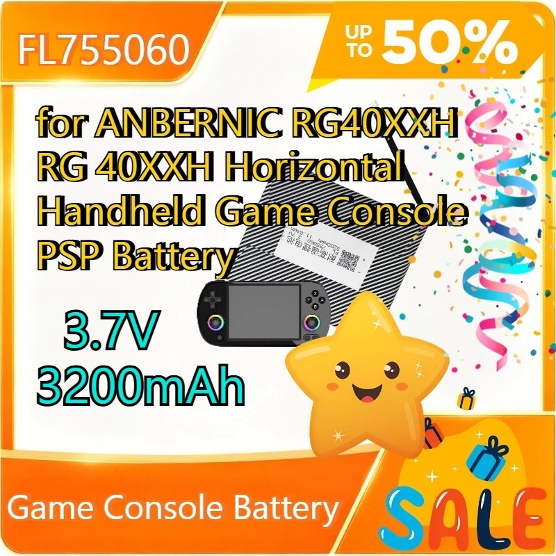 แบตเตอรี่ 3.7V 3200mAh FL755060 สําหรับ ANBERNIC RG40XXH RG 40XXH แนวนอนคอนโซลเกมมือถือ PSP แบตเตอรี