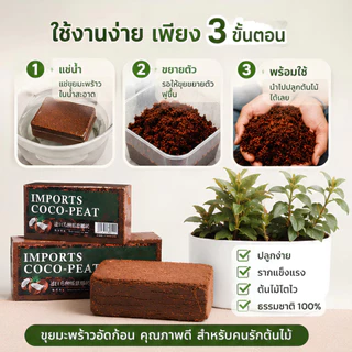 ขุยมะพร้าวอัดก้อน 350g+ ก้อน เทนนินต่ำ สำหรับปลูกต้นไม้ ขนาด ก้อน ฟูกว่าเดิม 4 เท่าเมื่อโดนCOD