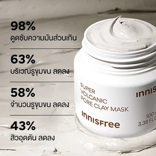 [ไซส์ใหม่] innisfree Super volcanic pore clay mask 80ml อินนิสฟรี มาส์กโคลนดูดซับความมันล้ำลึก