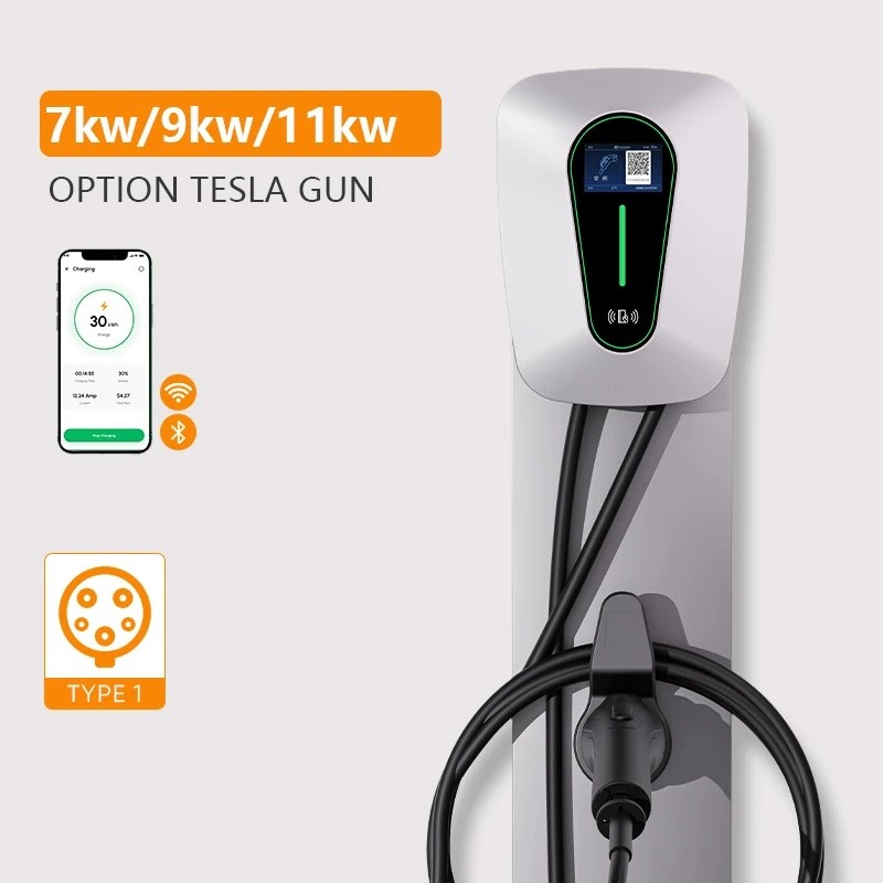 PUNR 7KW Wallbox ประเภท 1 EV Fast Wall Charger Station รถยนต์ไฟฟ้าสถานีชาร์จรถกองโหมด 3 EV Charger ร