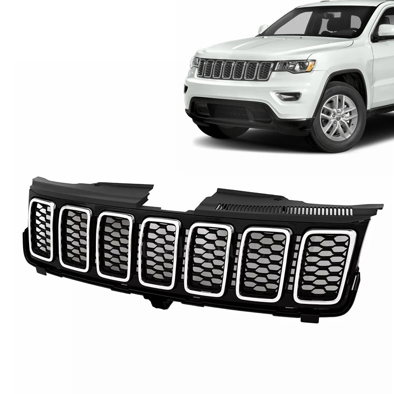 V3OS ยี่ห้อใหม่ OEM Auto Parts ใหม่ Chrome สีดําด้านหน้ากันชน TOP Grille Grill Assembly สําหรับ Jeep