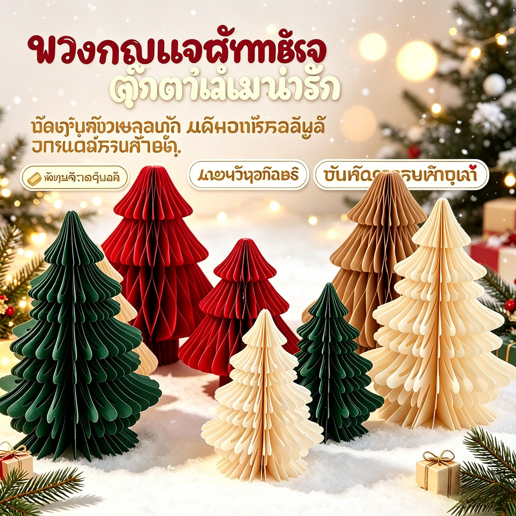 Creative Christmas Tree Origami Creative Stacked กระดาษเครื่องประดับตกแต่งบ้านของขวัญ Xmas