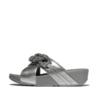 FITFLOP LULU BEADED-CHAIN CROSS SLIDES รองเท้าแตะผู้หญิง รุ่น E6G-C91 สี SILVER