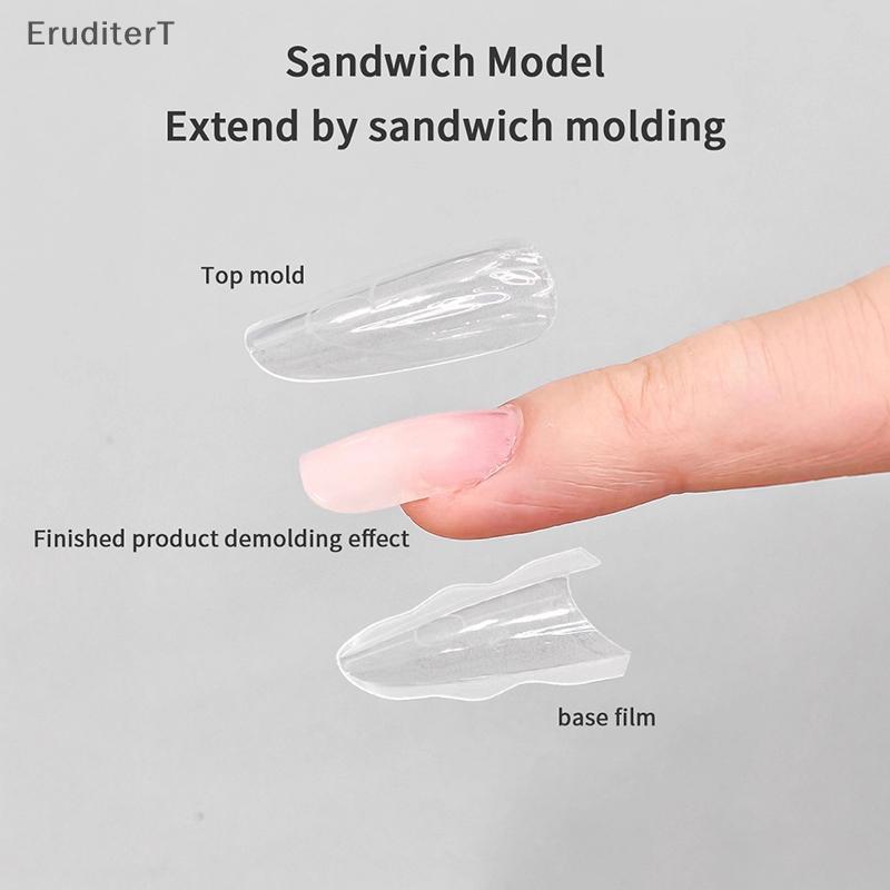 [EruditerT] 180 ชิ้น/กล่องแซนวิช Dual Nail Forms 15 ขนาด Extensions-Dual Forms Coffin Almond Nail Fo