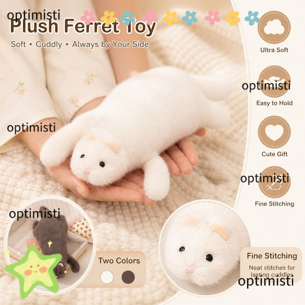 OPTIMISTI ตุ๊กตา Ferret ของเล่น, Soft Plush Fluffy Texture Ferret หมอนตุ๊กตา, น่ารัก Expression หนาแ