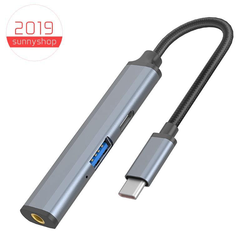 [sunnyshop2019]Docking Station Type C Hub, พร้อม USB2.0,PD 87W,Audio 3.5 มม. อะแดปเตอร์หลายพอร์ตสําห