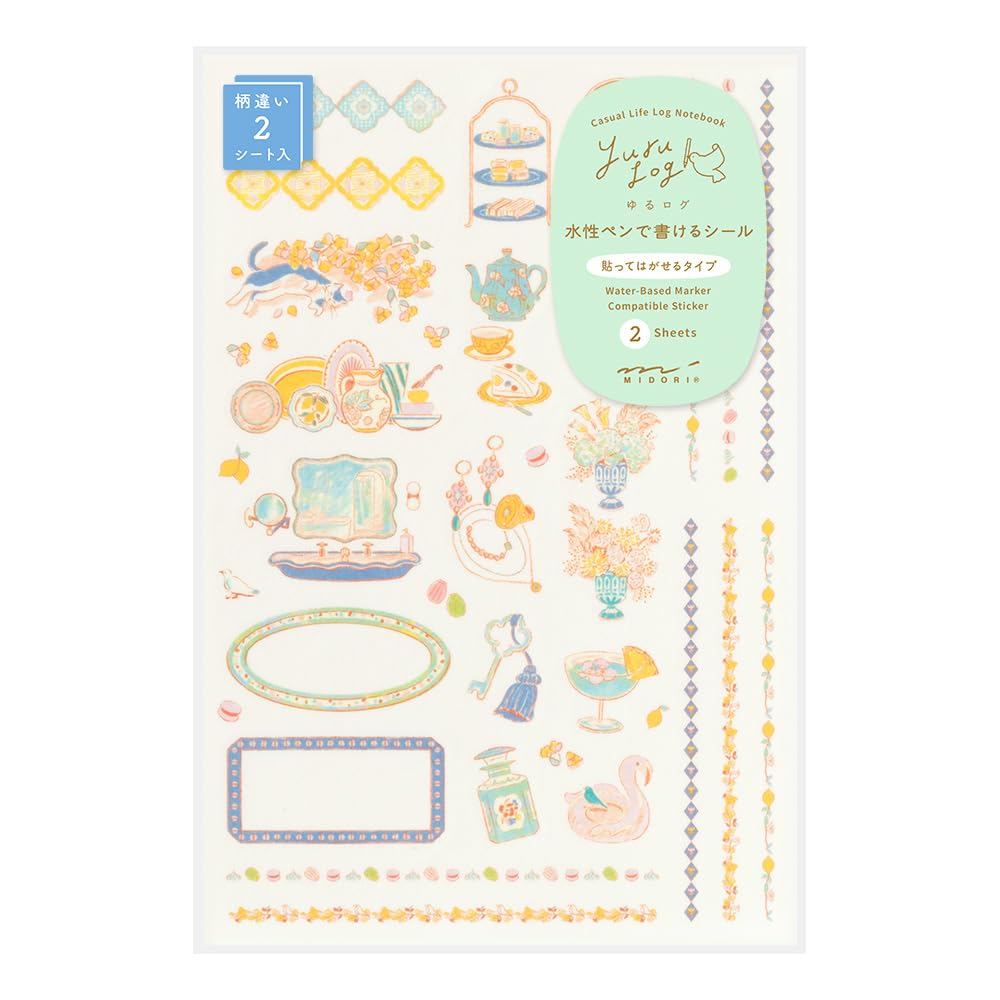 MIDORI Yuru Log Stickers Travel & Hotel 2 Sheets Washi 82704006 Direct from Japan