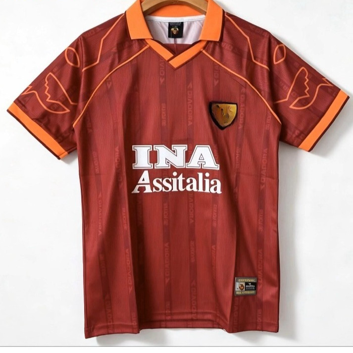 1999-00 LM Away เสื้อฟุตบอลย้อนยุคสีแดง S-XXL ชุดกีฬาคุณภาพสูงแขนสั้น AA