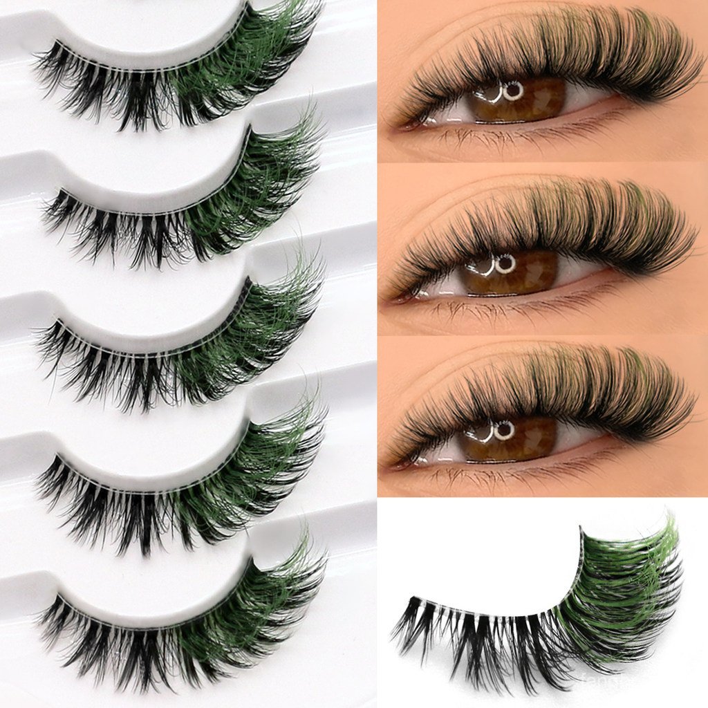 GROINNEYA สีสันไล่โทนสีคอสเพลย์หนาชิ้นเดียวขนตาปลอมโปร่งใส Terrier Eye Tail Elongated Curling U6Q0
