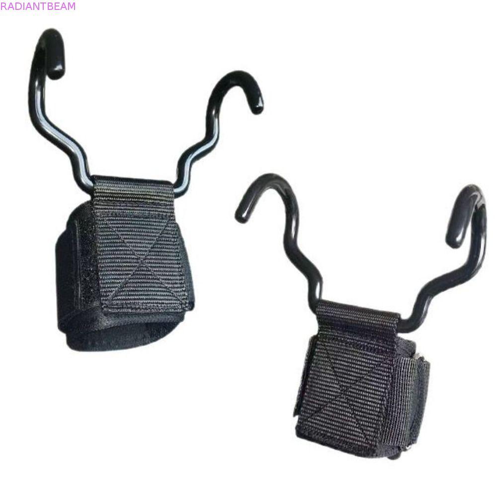 RADIANTBEAM 1 ชิ้น/คู่ยกน้ําหนัก Grip Hook, Pull-up Non-Slip เสริม Power Wrist Guard, สายรัดข้อมือปรับด้วยตะขอ 1 คู่ตะขอเหล็ก Grips สายคล้องฟิตเนส