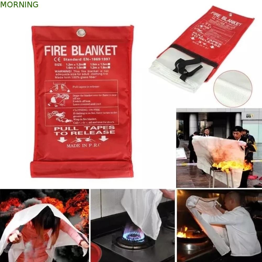 MORNING ผ้าห่มดับเพลิง, ฝาครอบป้องกันสารหน่วงไฟ, 1M /1.5M Survival Safety ผ้าไฟเบอร์กลาสผ้าห่มฉุกเฉิน Fire Shelter