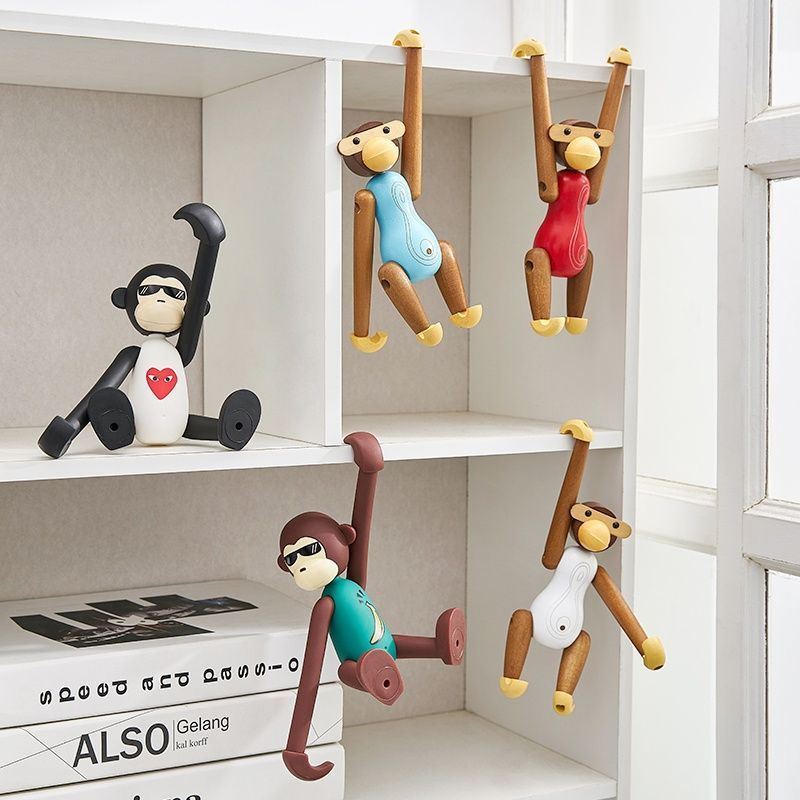 Wall12y Study room boy's small bookshelf monkey desktop bedroom Nordic decoration creative hanging l
