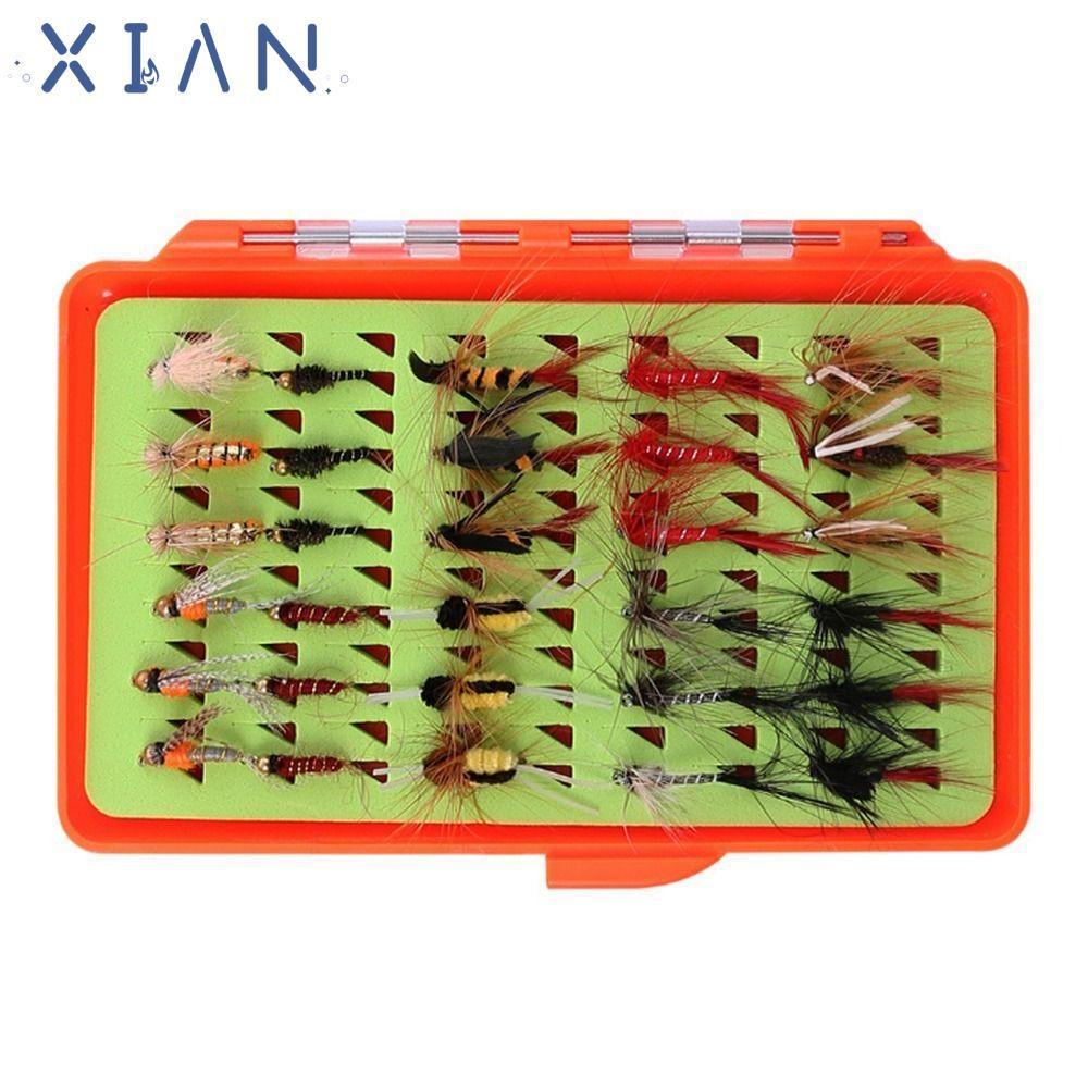 XIANEN 30/32PCS Fishing Fly Assortment,พร้อมกล่องแบนน้ําหนักเบา Fly Fishing Lures,ทนทานด้วยตะขอเหล็ก