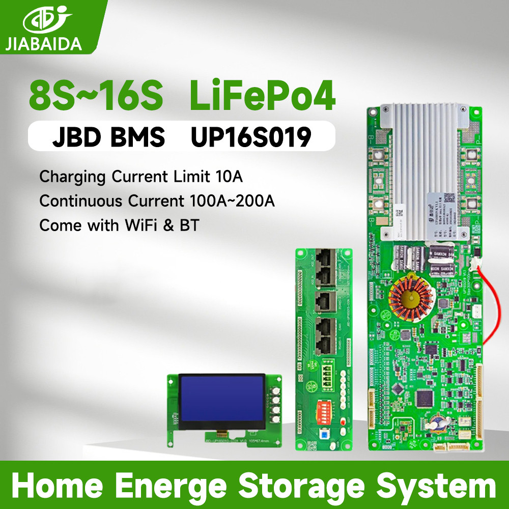 JBD สมาร์ท BMS 16S 48V 100A 200A ครอบครัว Energy Storage Lifepo4 อินเวอร์เตอร์ Bms รองรับ BT WiFi UP
