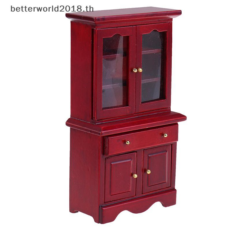[bet] 1/12 Dollhouse Miniature เฟอร์นิเจอร์มัลติฟังก์ชั่นตู้ไม้ตู้หนังสือรุ่นของเล่น [TH]
