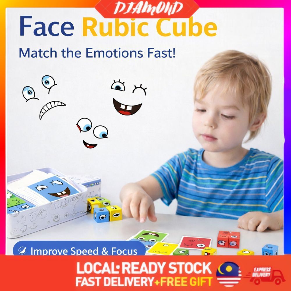การฝึกสมอง Emoji Cube Face Fast Thinking Face Change Cube Permainan Blok Puzzle Ekspresi Wajah