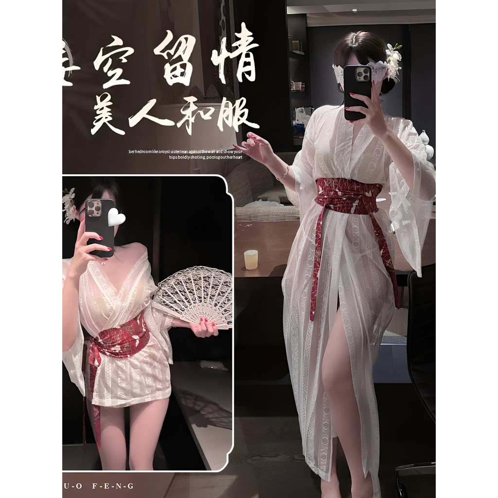 โบราณ Hanfu กระโปรงยาวหญิง Palace สไตล์จีนมุมมองชุดนอน Yukata กิโมโนเซ็กซี่ Temptation qqny บทบาทเล่