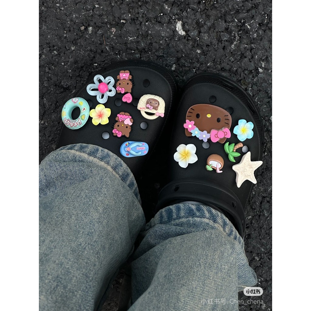 jibz jibbitz Hello kitty Cat Hole Shoes Shoes Flower Beach Cute Girl Cat Accessories crocs Shoe Buck