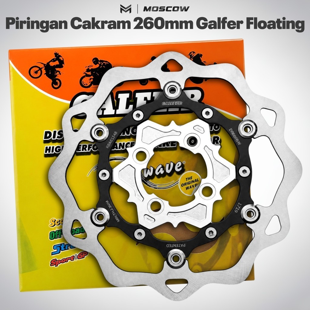 Galfer Wave Floating 260 มม.แผ่นเบรคหน้า 4 สลักเกลียว Variations Beat Vario Scoopy Mio Fizr GALFER D