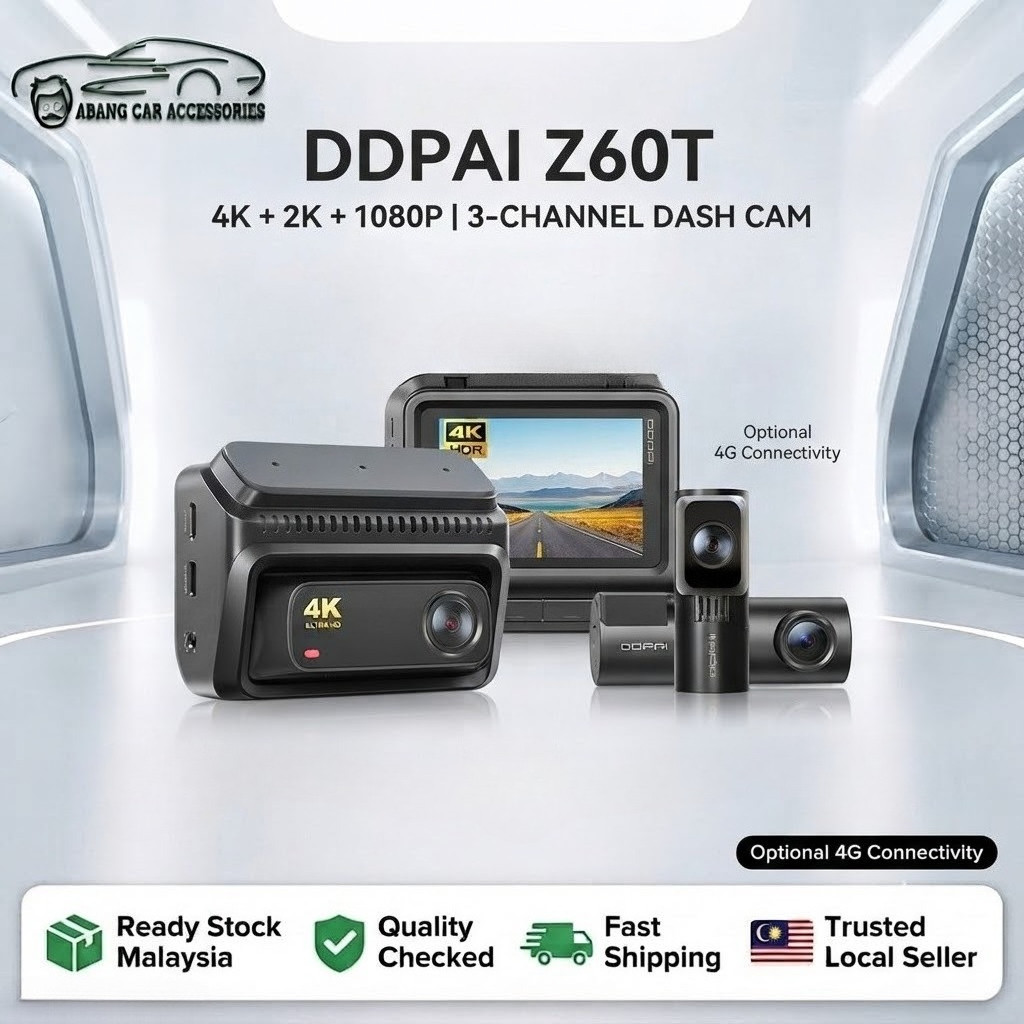 DDPAI Z60T 3-Channel Dash Cam การตรวจสอบที่จอดรถอัจฉริยะ & Super Capacitor Capacitor ทนความร้อน