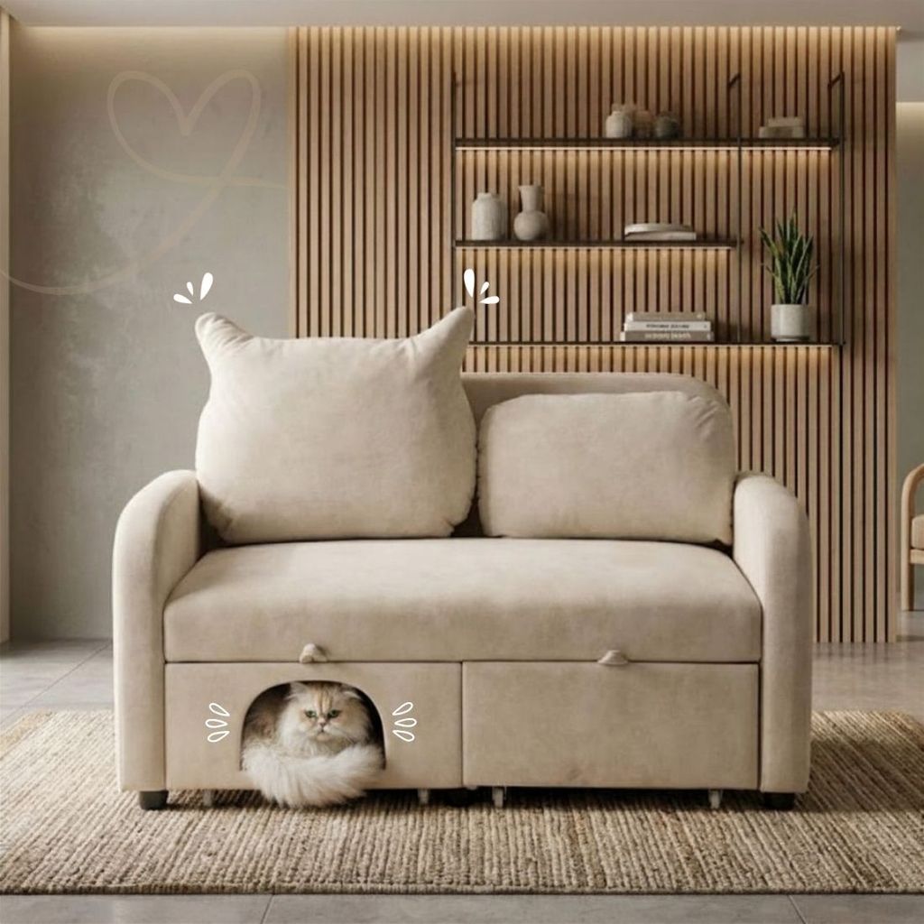 SB Design Square โซฟาเบด รุ่น RIMO 2 ที่นั่ง สีครีม - PET (141X85X98 ซม.) แบรนด์ SOFA SOLUTIONS