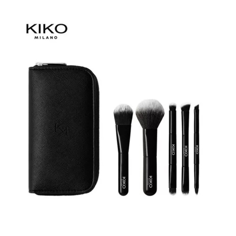 KIKO Milano แปรงแต่งหน้าสําหรับเดินทางมัลติฟังก์ชั่นอายแชโดว์ชุดแป้งฝุ่นแปรงชุดแปรงแพ็ค 5 ชิ้นสามเณร