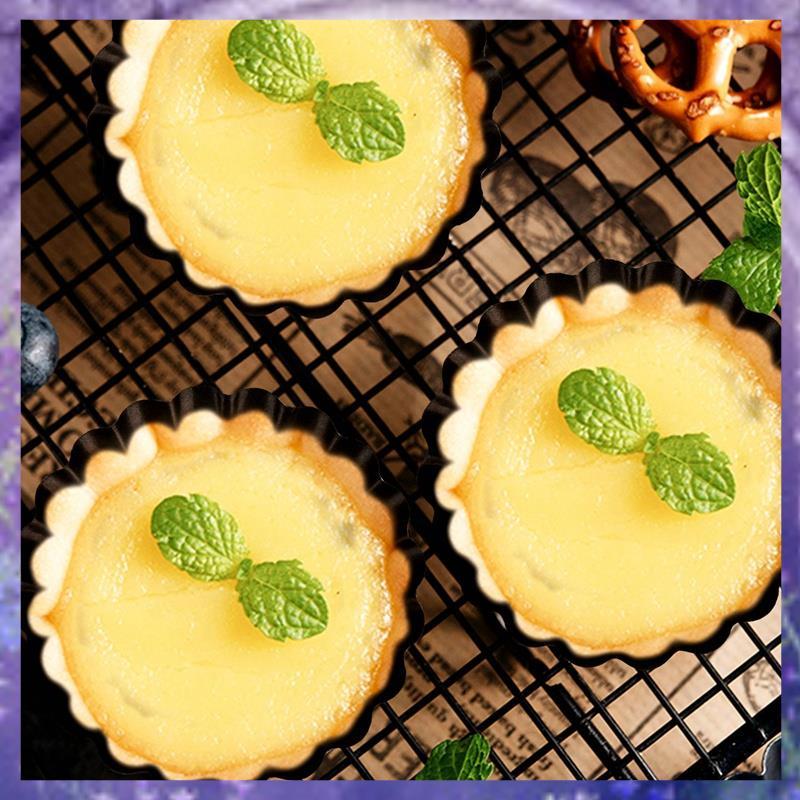 [PKAM] ถาดทาร์ตชุด 6 ชิ้น,กระทะ Quiche ขนาด 4 นิ้วขนาดเล็กแบบถอดด้านล่างกระทะเหล็กหล่อ Quiche สําหรั